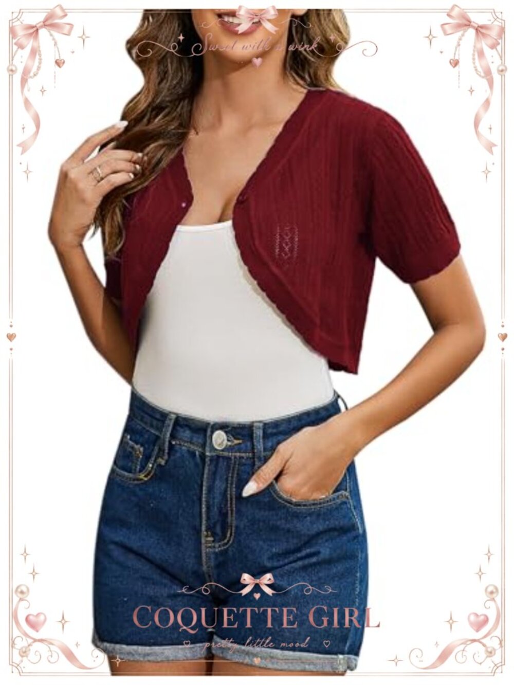 Cropped Bolero Shrug Short Sleeve Open Front Cardigan
